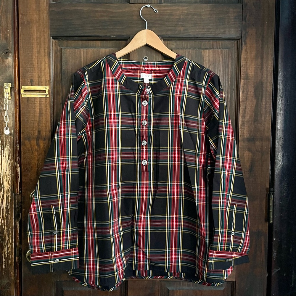 JCREW Factory NWT Plaid Tartan 3/4 Button Down Shirt
